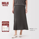 無印良品（MUJI）女式萊賽爾混針織寬擺裙長(zhǎng)半身裙女25年秋季裙子女裝BA1QVA5A 煙熏棕色 M (160/66A)