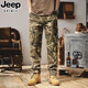 JEEP SPIRIT吉普迷彩工裝褲男春秋季男士多口袋寬松直筒潮流百搭休閑褲子男 卡其色 30 碼(120斤-130斤)