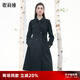 歌莉婭（GOELIA）風(fēng)衣女氣質(zhì)通勤復(fù)古洋氣精紡羊毛可調(diào)節(jié)顯瘦收腰中長(zhǎng)款1B1L6L500 00B黑色 M