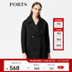 PORTS寶姿 秋冬新款女裝時(shí)尚拼接毛呢大衣外 毛呢大衣女LW9N088XCP012 黑色 M (6)