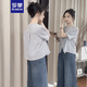 羅蒙（ROMON）法式條紋短袖襯衫女2025夏季新款顯瘦小個子時尚流行小衫襯衣上衣 條紋  L 115-130斤