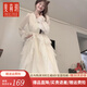 斐莉玥2025春夏新款法式溫柔風(fēng)白色長(zhǎng)袖連衣裙子女早秋季感氣質(zhì)絕美收腰 V領(lǐng)長(zhǎng)袖白色仙女裙原版 S 建議105斤以內(nèi)