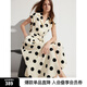 ELLE復(fù)古波點(diǎn)收腰無(wú)袖連衣裙女2024夏季新款中長(zhǎng)款高端精致裙子 波點(diǎn) S