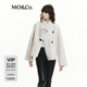 MO&Co.絨毛感外套秋撞色皮袢扣高領(lǐng)立領(lǐng)寬松廓形MBD3COTT03 米白色 M 165