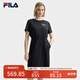 FILA 斐樂(lè)官方女子針織連衣裙2025夏季新款時(shí)尚休閑寬松收腰T恤裙 傳奇藍(lán)-NV XL 175/92A/XL