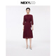 奈蔻NEXY.CO/奈蔻2025年秋季新款溫莎紅喬其紗中長(zhǎng)款法式連衣裙高級(jí)感 艷玫紅色 M