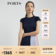 PORTS寶姿 商場(chǎng)同款新品女裝短袖拼色百褶連衣裙LL8D093KWT003 丈青 M (6)