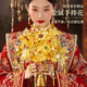 駱易家金色手捧花新款中式結婚新娘秀禾服權杖送閨蜜新婚禮物團扇喜扇子 手捧花--鎏金之喜 【成品+亞克力禮盒+禮袋】 無(wú)規格