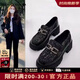 CAMILA KSENIA2025新款春夏厚底增高樂福鞋女一腳蹬小皮鞋子 黑色 37