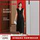 EP雅瑩[唐嫣同款]提花褶藝收腰優(yōu)雅背心無袖連衣裙 2025夏季新款4113A 黑色 L