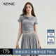 KBNE灰色一字領(lǐng)短袖t恤打底衫女夏季新款修身半身裙內(nèi)搭洋氣上衣 灰色 L