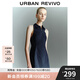 UR2025春季新款女裝學(xué)院風(fēng)超短款拉鏈無(wú)袖連衣裙UYU750030 藏青 L