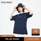 moussy x STUDIOWEAR 女裝新品涂鴉印花短袖T恤028HS490-1201 140藏青色 均碼