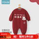 優(yōu)奇斷碼撿漏  加絨衛(wèi)衣寶寶連體衣加厚哈衣新生兒爬爬服 【加絨保暖，暖融融】紅色 66cm