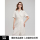 ELLE法式條紋襯衫式連衣裙女2025夏季新款翻領(lǐng)優(yōu)雅通勤休閑長(zhǎng)裙子 米咖 S