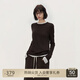 歐時力OCHIRLY 可機(jī)洗進(jìn)口100%美麗諾羊毛假兩件毛衣女士高級感 啡色 S