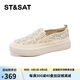 星期六（St&Sat）女鞋春季舒適戶外百搭一腳蹬休閑漁夫鞋 金色 37 
