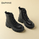 達(dá)芙妮（DAPHNE）厚底馬丁靴2025新款爆款女款靴子短靴黑色秋冬棉鞋單靴 黑色-單里 37 標(biāo)準(zhǔn)碼