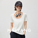 美洋（MEIYANG）奶油棉T恤 簡(jiǎn)約休閑百搭U領(lǐng)短袖上衣時(shí)尚女士透氣舒爽純棉t恤女 白色（短袖） L