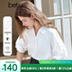 百圖betu女裝2025夏季新款襯衫法式插肩泡泡袖七分袖襯衫女2503D14 白色 M