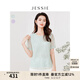 JESSIE精致蕾絲繡花拼接圓領(lǐng)套頭小上衣女夏新款 綠色 S