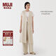 無印良品（MUJI）女式 漢麻混斜紋長款馬甲馬夾女款無袖上衣夏季 BC2LFC5S 象牙色 M （160/84A）