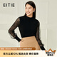 愛(ài)特愛(ài)（EITIE）網(wǎng)紗拼接半高領(lǐng)氣質(zhì)針織衫燈籠袖秋新款優(yōu)雅知性上衣C2201022 黑色20 XL 170