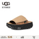 UGG【明星同款】夏季男女同款舒適露趾厚底輪胎底拖鞋 1152680 SNDB | 沙色/黑色 38