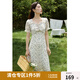 獨束大碼女裝優(yōu)雅小碎花法式氛圍感連衣裙2024年夏季新款 米底花色 4XL (尺碼：6)
