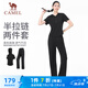 駱駝（CAMEL）跑步健身兩件套女休閑修身彈力透氣套裝 Y24BASLU013 幻影黑 XL