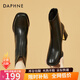 達(dá)芙妮（DAPHNE）女靴短靴女款高跟皮春秋單靴新款女鞋春款瘦瘦靴子 黑色 單層 跟高6.5CM  37 (235mm)