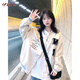 伊薇衣美式棒球服外套女2025年秋季新款寬松復(fù)古慵懶風(fēng)顯瘦夾克上衣潮 奶白色【高品質(zhì)燙印】 L 一建議85一100斤