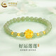 中國黃金（CHINA GOLD）黃金手鏈女新款蓮花轉運珠足金和田生日禮物送女友老婆教師節禮物 好運蓮蓮和田玉手串 約0.45g