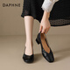 達芙妮單鞋女高跟鞋女淺口粗跟黑色工裝鞋子中跟工作鞋 黑色  37 