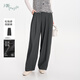片斷休閑褲女春季新款高腰褶皺設計輕職場(chǎng)垂感百搭通勤闊腿褲 深灰 M