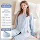 雅特茂免穿文胸孕婦純開衫秋冬款棉月子服產(chǎn)后哺乳衣棉毛衫睡衣家居套裝 （帶胸墊）輕柔暖丨藍(lán) 送頭巾 L