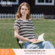 香影流蘇條紋黑色t恤女短袖2025夏裝新款寬松休閑風(fēng)正肩圓領(lǐng)上衣 黑色 T恤款 M 160/84A/95-110斤