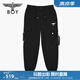 BOY LONDON秋冬男女同款長(zhǎng)褲黑色磨毛設(shè)計(jì)感老鷹潮流時(shí)尚休閑工裝褲N34015 黑色 S