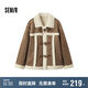 森馬（Semir）外套女牛角扣翻領(lǐng)寬松文藝2024冬季仿麂皮仿兔毛夾克109724108011