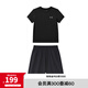 安德瑪（Under Armour）兒童夏季運動套裝夏款短褲短袖套裝男大童短袖梭織短褲套裝 黑T黑短褲 160