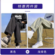 BAA AND BAA褲子男夏季薄款男士冰絲速干潮牌寬松復古直筒休閑九分闊腿長(cháng)褲 【淺綠色+黑色】K90 XL 【建議115-135斤】