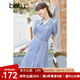 betu百圖女裝連衣裙氣質(zhì)簡(jiǎn)約百搭裙子女藍(lán)色收腰連衣裙女2205T64 蘭色 M
