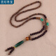 頂妃（DING FEI）民族風(fēng)金剛菩提檀木吊墜長(cháng)款項鏈女佛系佛珠毛衣鏈男棉麻 綠瑪瑙 A29-108
