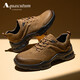 雅格獅丹（Aquascutum）男鞋2025秋季新款真皮透氣休閑運動(dòng)鞋戶(hù)外防滑健步鞋子男 黃色 41