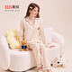 美標春秋新款長(cháng)袖純棉睡衣套裝女可愛(ài)卡通刺繡休閑針織全棉家居服夏 玄米色 M (160/84A)