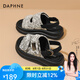 達芙妮（DAPHNE）涼鞋女露趾厚底增高沙灘鞋女2024夏季新款復(fù)古小香風(fēng)涼拖鞋 米色 37
