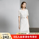 顏域短袖碎花連衣裙女裝2024新款夏裝優(yōu)雅氣質(zhì)中長款蕾絲圓領(lǐng)裙子 白色 M/38