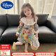 迪士尼（Disney）童裝裙子女童春秋季新款兒童衣服女時髦洋氣油畫滿印花邊領連衣裙 花色 80 適合9-12月(75-85cm)
