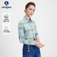 納維凱爾意大利小帆船女士長(cháng)袖格子襯衫全棉親膚襯衣2333073501 綠 M 