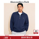ABERCROMBIE & FITCH男裝25春季經(jīng)典小麋鹿毛圈布美式復(fù)古半拉鏈長(zhǎng)袖衛(wèi)衣KI122-5252 海軍藍(lán) M (180/100A)